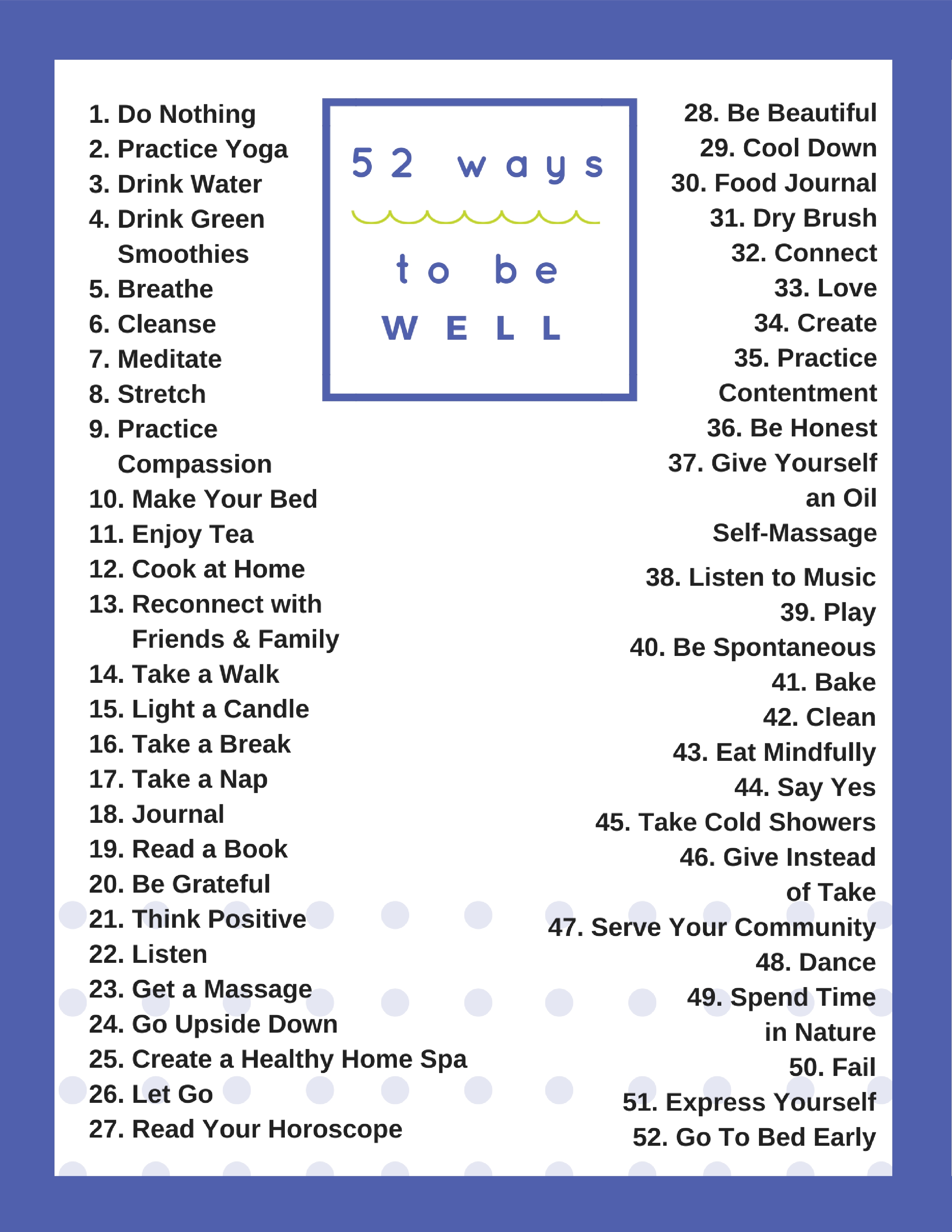 52 ways to be well